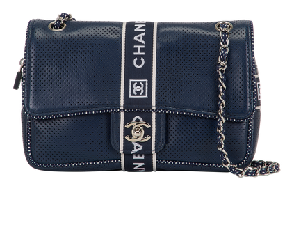 Sport Line Shoulder Bag, &pound;2,500, Handbags, Navy, Leather, Front view